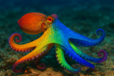 Octopus Changing Colors While Dreaming