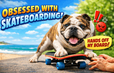 This Bulldog Is Totally Obsessed With Skateboarding