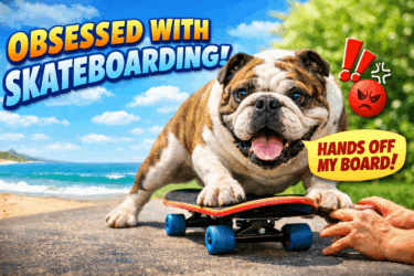 This Bulldog Is Totally Obsessed With Skateboarding