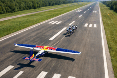 Cyclists Pedal a Plane Into the Sky
