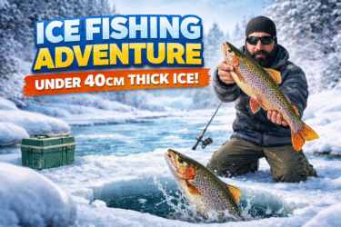 Sawing Through 40cm of Ice for Red Spotted Trout