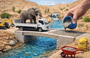 Mini Truck Builds a Real Cement Bridge