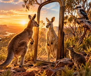 A Mirror Was Placed in the Wild to Capture the Animals' Reactions
